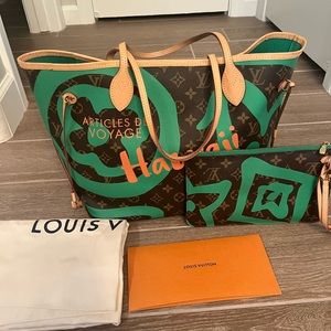 Louis Vuitton Hawaii Neverfull MM Tote w Wristlet/Pouch
